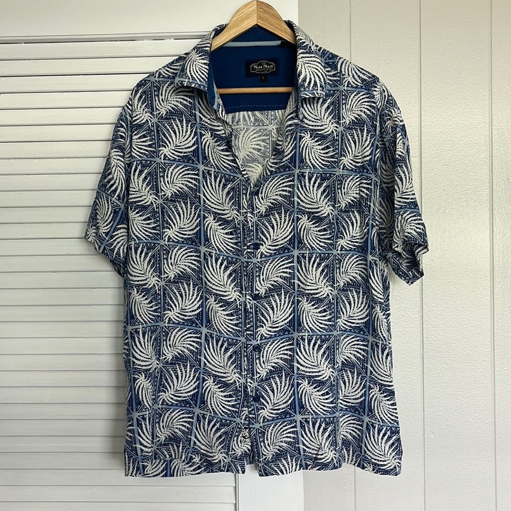Nat Nest Hawaiian shirt, men’s L blue silk blend